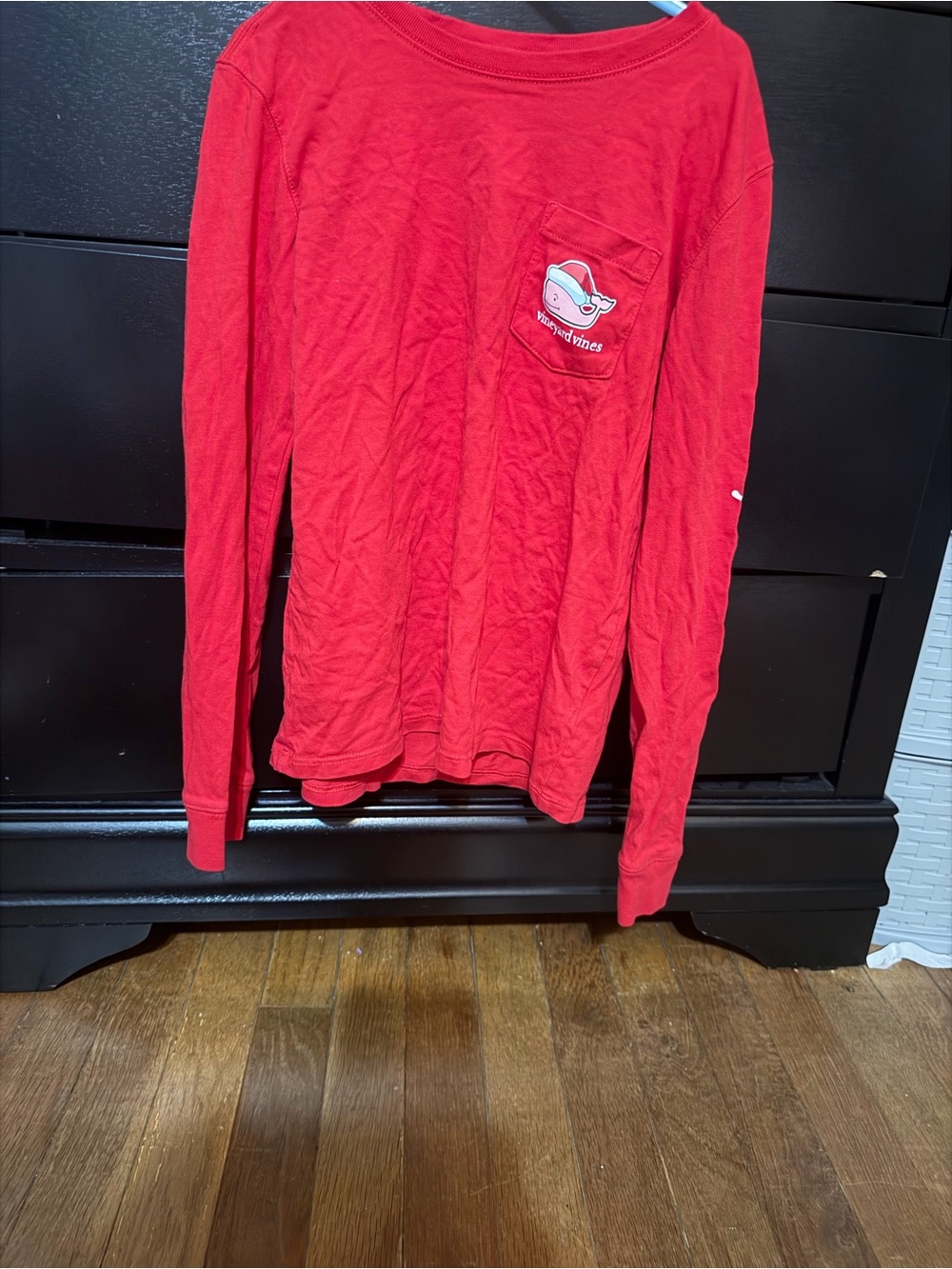 Vineyard Vines Men’s Long-Sleeve Pocket Tee - Bright Red with Whale Patch